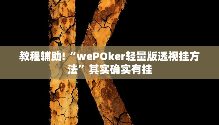 推荐一款“(WePoKer)作弊功能透视教程”其实确实有挂