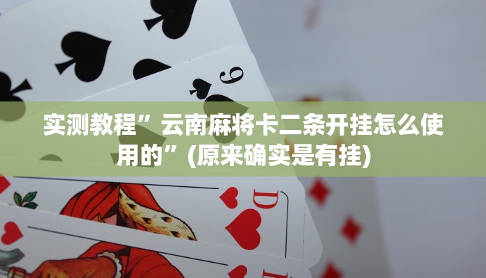 实测教程”云南麻将卡二条开挂怎么使用的”(原来确实是有挂)