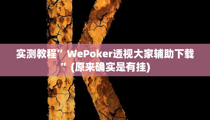 实测教程”WePoker透视大家辅助下载”(原来确实是有挂)