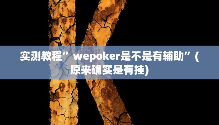 实测教程”wepoker是不是有辅助”(原来确实是有挂)