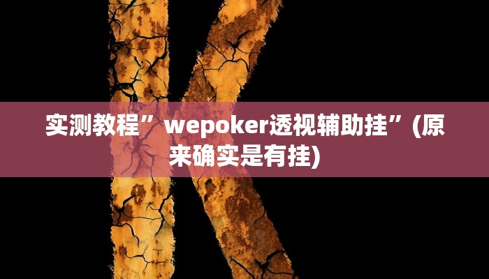 实测教程”wepoker透视辅助挂”(原来确实是有挂)