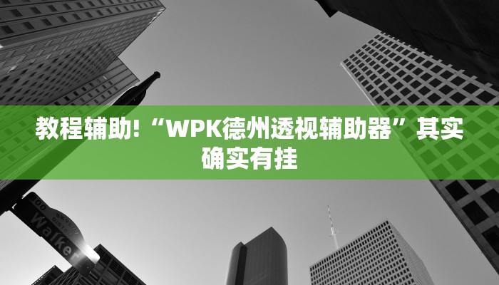 教程辅助!“WPK德州透视辅助器”其实确实有挂