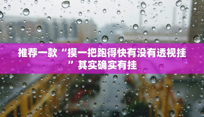 推荐一款“摸一把跑得快有没有透视挂”其实确实有挂