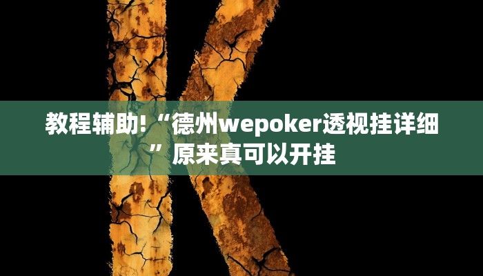 教程辅助!“德州wepoker透视挂详细”原来真可以开挂