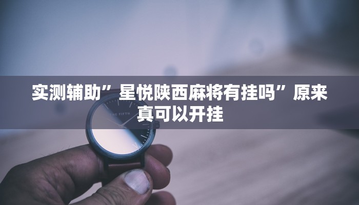 实测辅助”星悦陕西麻将有挂吗”原来真可以开挂